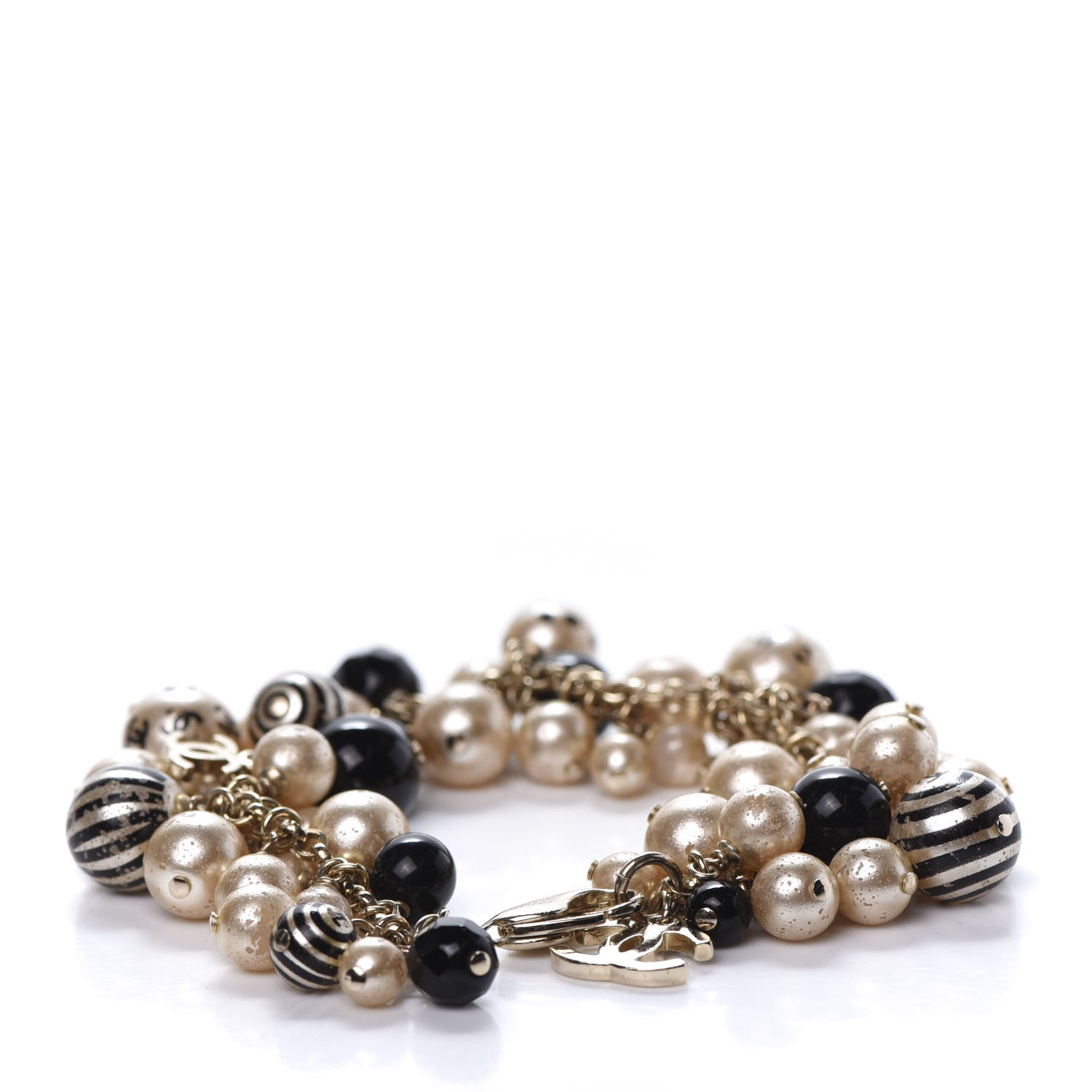 Chanel Painted Pearl CC Coco Bracelet Black Gold 3 of 7