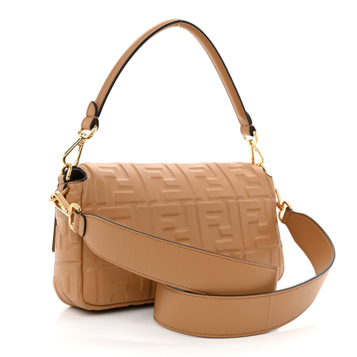 Fendi Nappa FF 1974 Embossed Baguette Miele Scuro 3 of 8