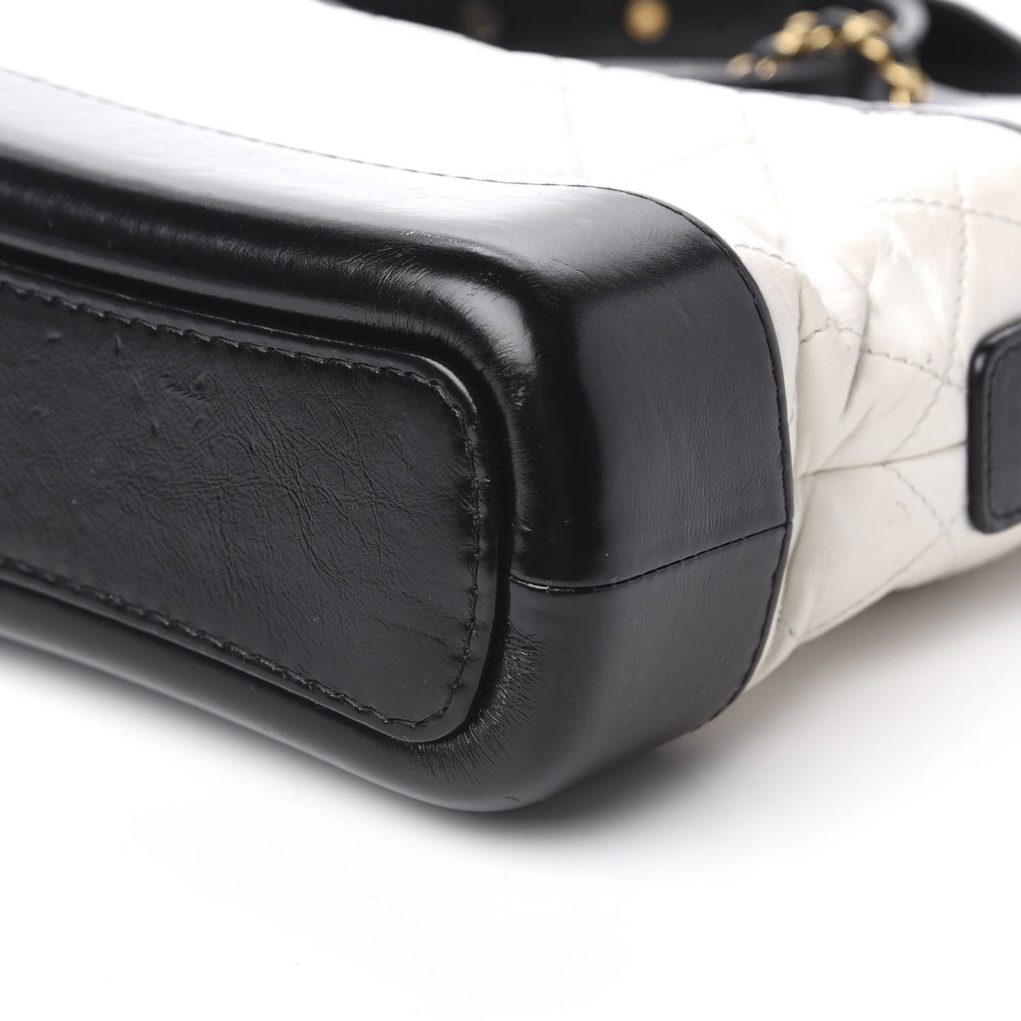 Aged Calfskin Quilted Small Gabrielle Hobo Black White