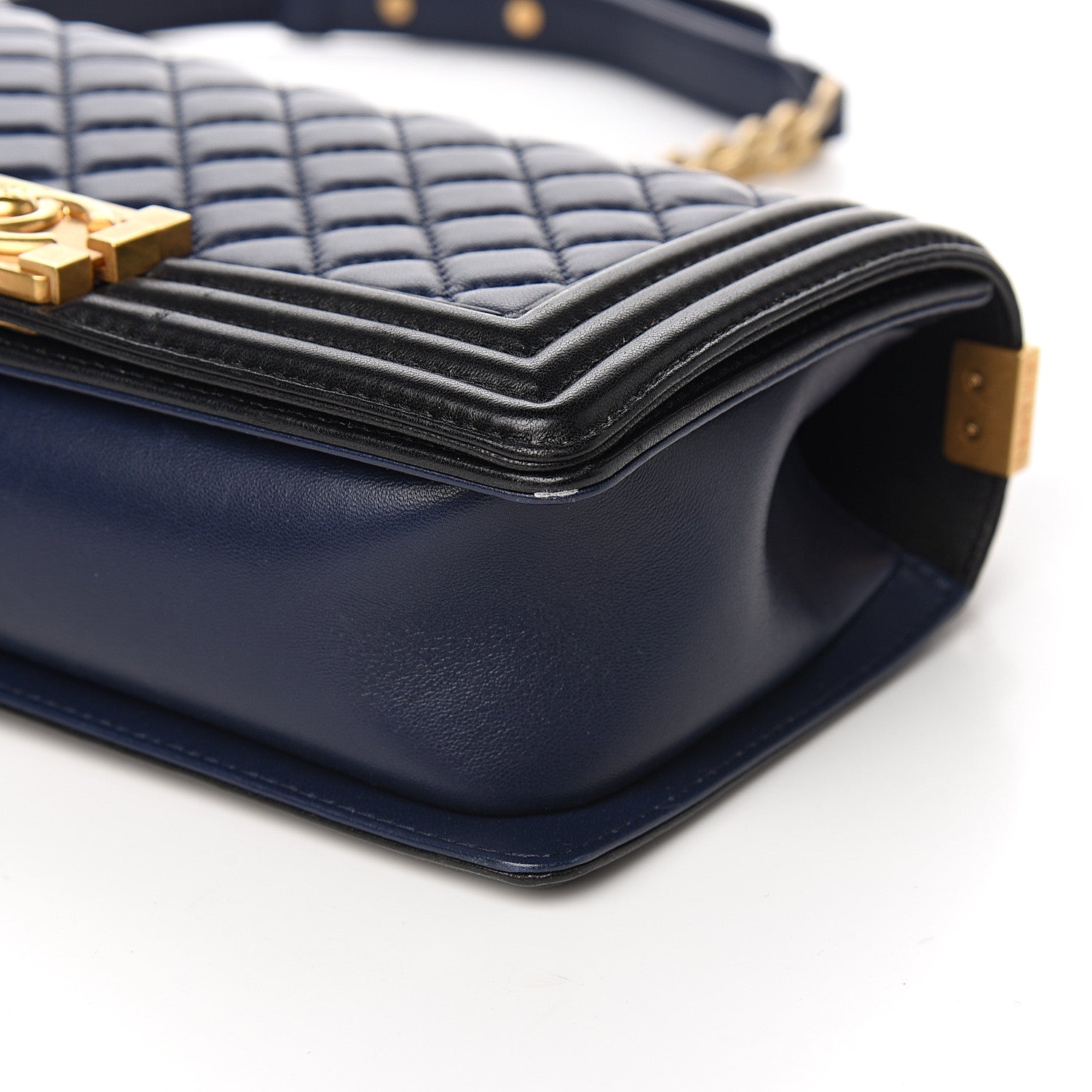 Chanel Lambskin Quilted Medium Boy Flap Black Blue 8 of 10
