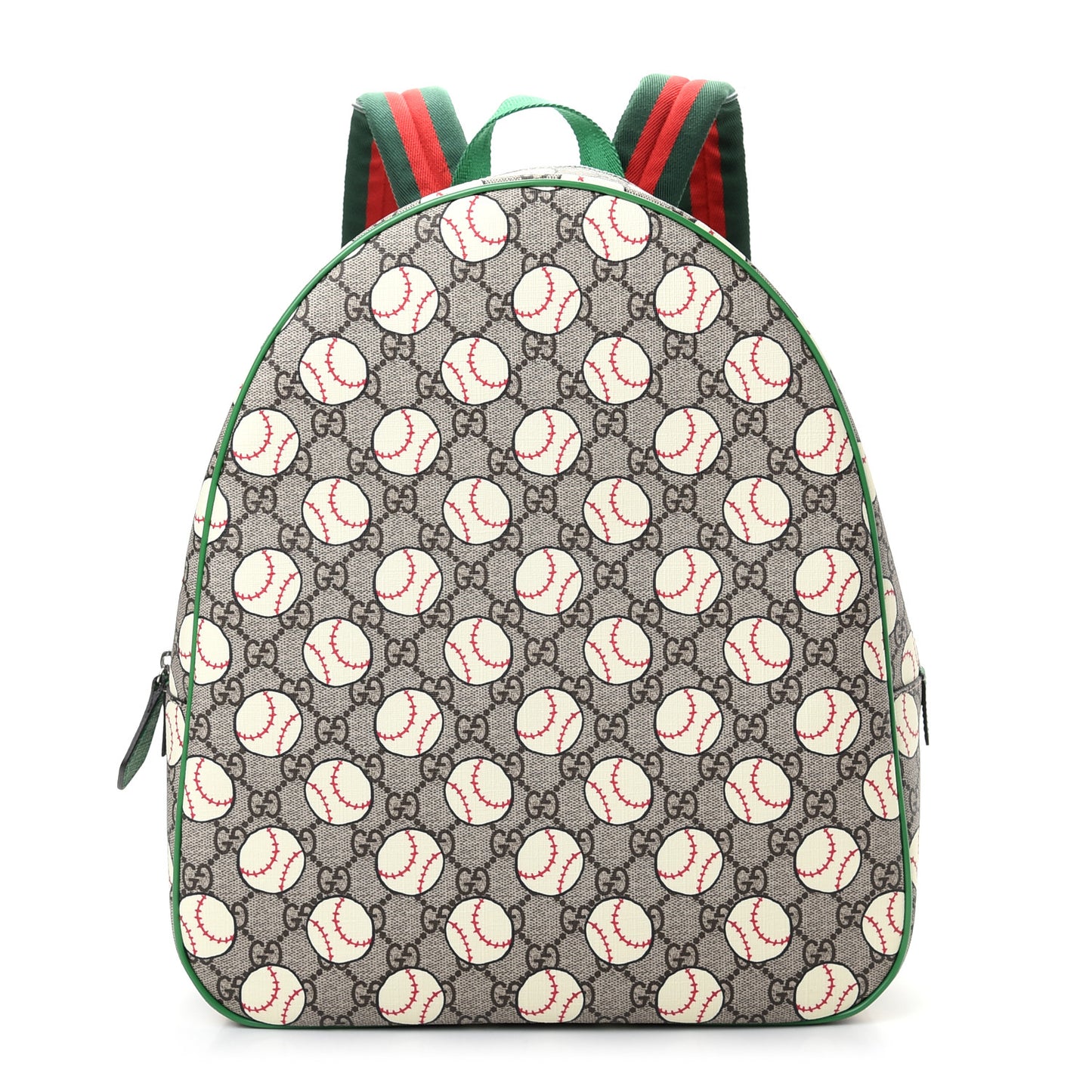 GG Supreme Monogram Baseballs Web Childrens Backpack Green