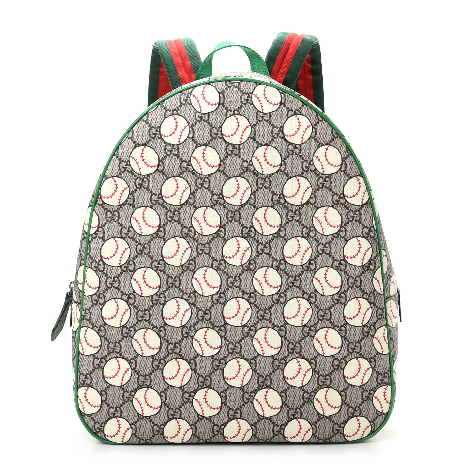 Gucci GG Supreme Monogram Baseballs Web Childrens Backpack Green 1 of 8