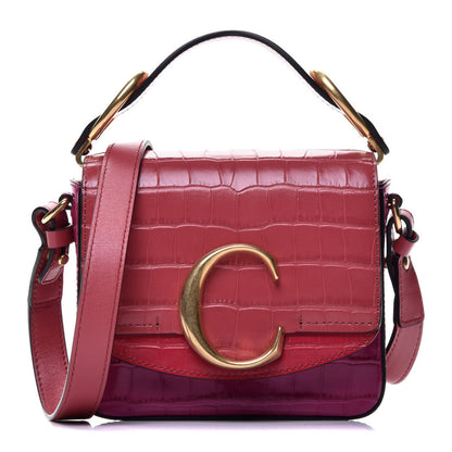 Chloe Calfskin Crocodile Embossed Mini C Double Carry Graphic Pink 1 of 10
