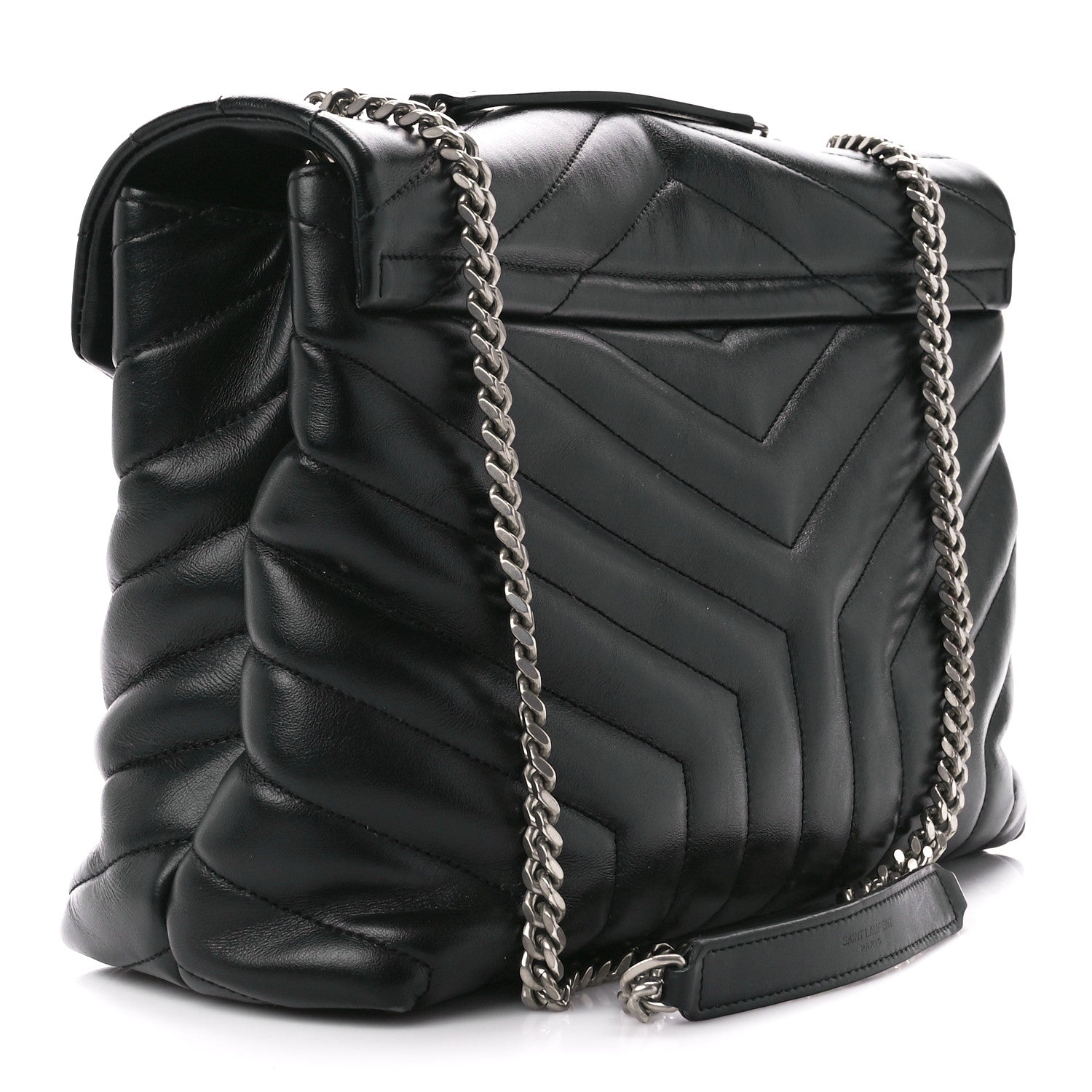 Saint Laurent Calfskin Y Quilted Monogram Medium Loulou Chain Satchel Black 3 of 12