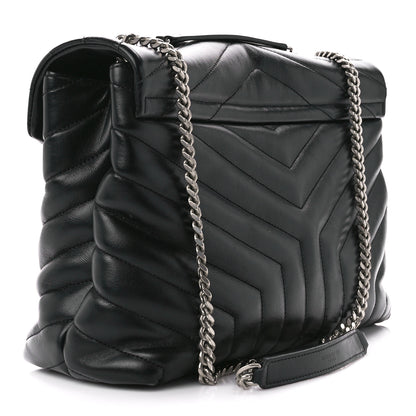 Saint Laurent Calfskin Y Quilted Monogram Medium Loulou Chain Satchel Black 3 of 12