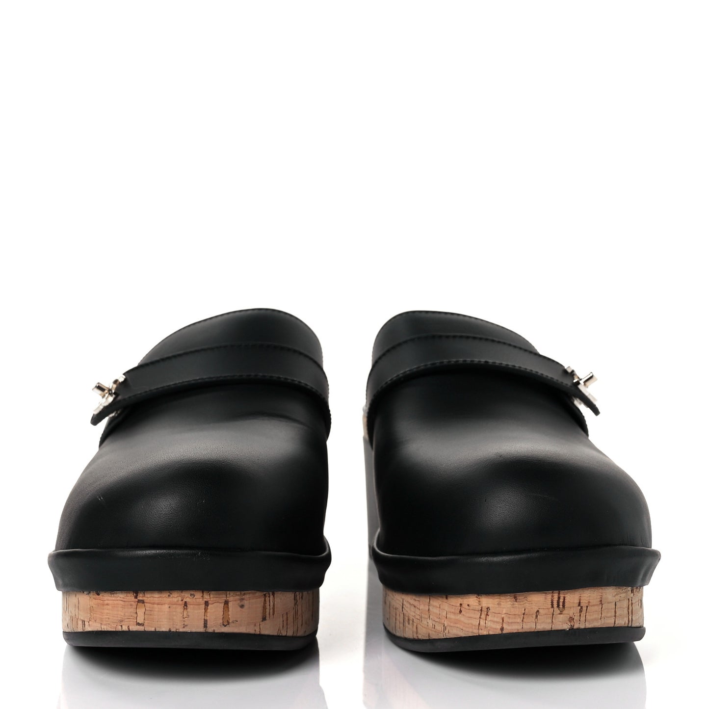 Calfskin CC Turn Lock Clogs 42 Black