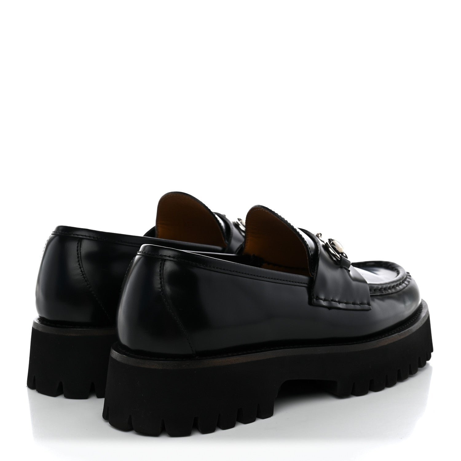 Gucci Cordovan Lux Womens Horsebit 45mm Platform Loafers 39 Black 4 of 9