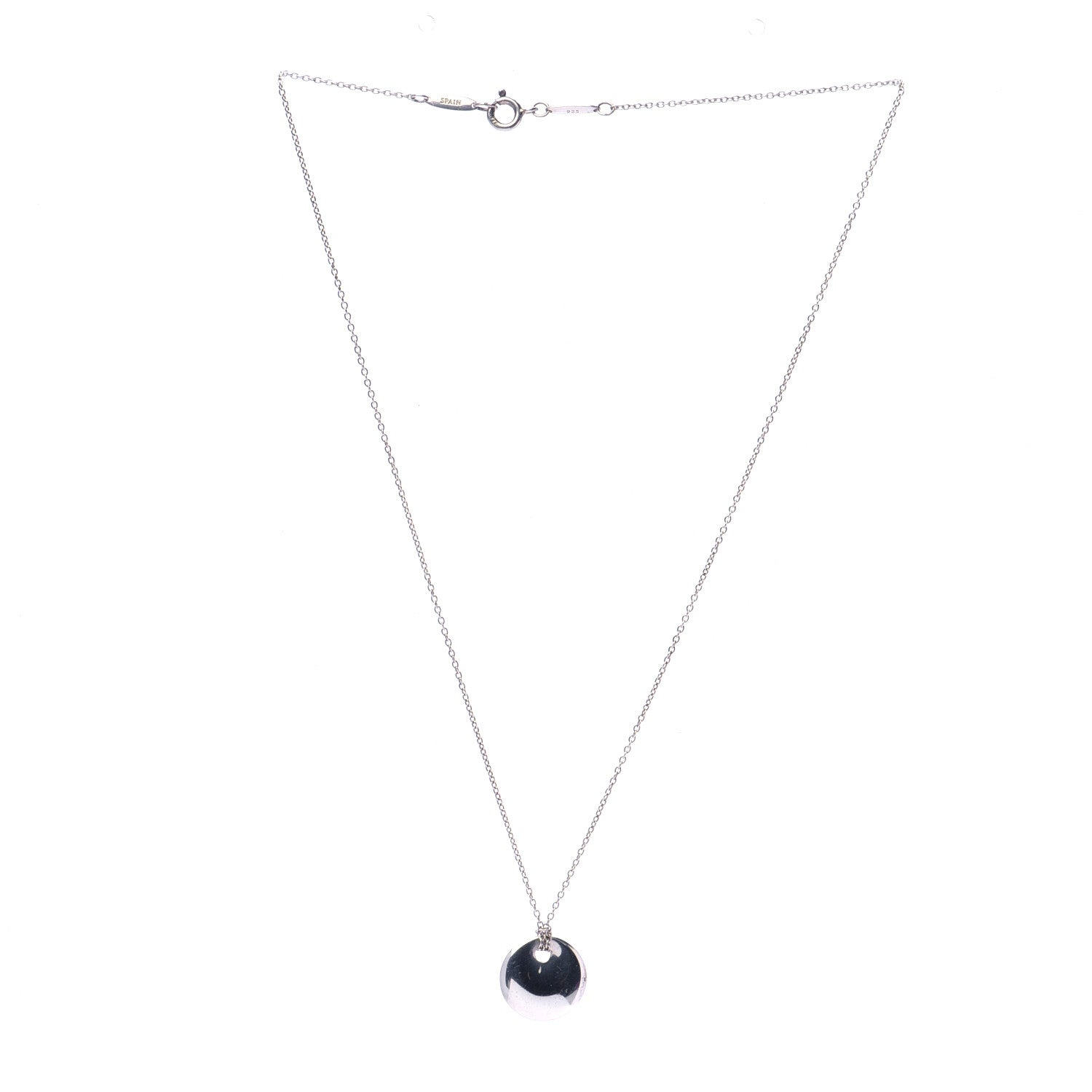 Tiffany Sterling Silver 14mm Elsa Peretti Round Disc Pendant Necklace 3 of 5