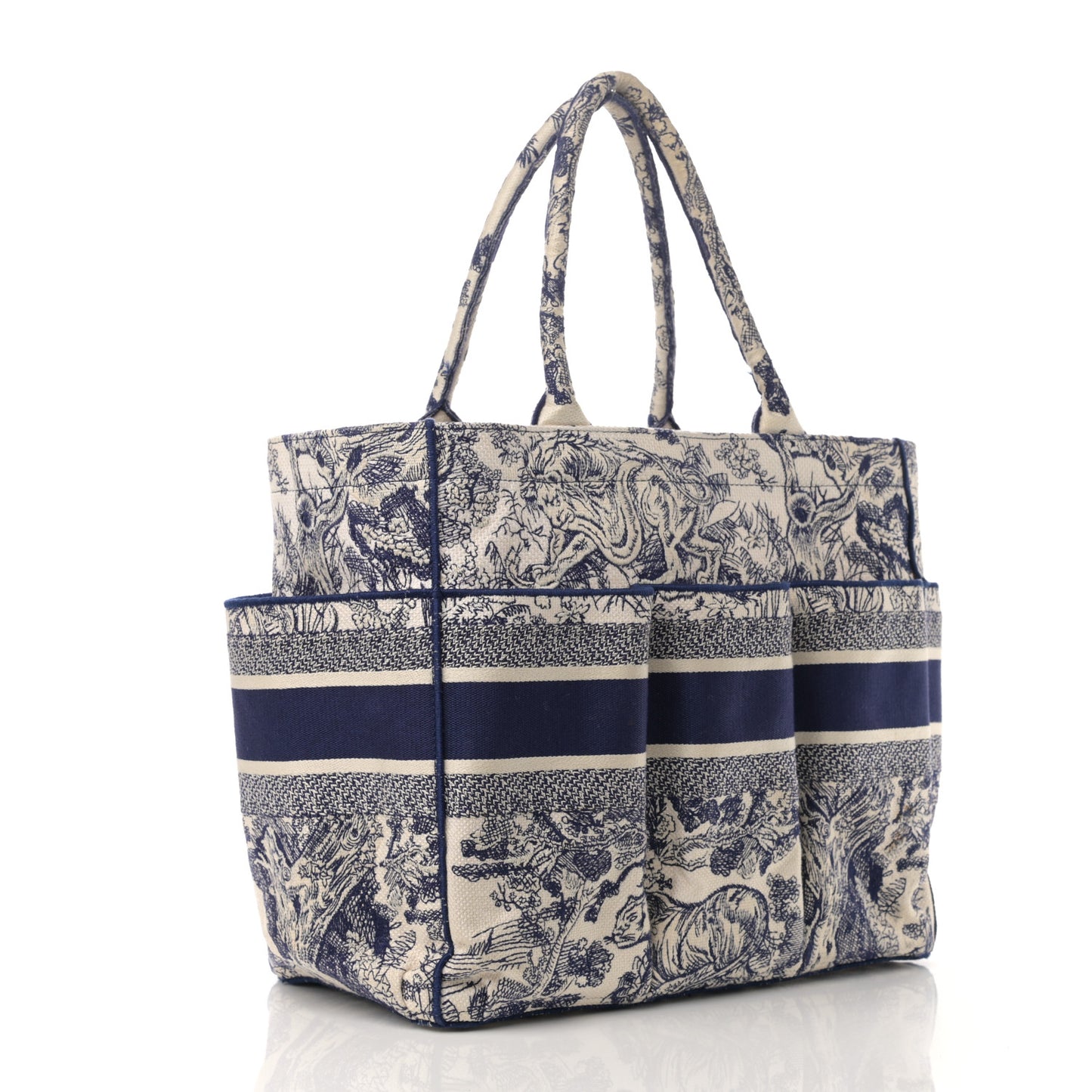 Canvas Embroidered Toile De Jouy Catherine Tote Blue