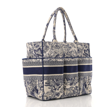 Christian Dior Canvas Embroidered Toile De Jouy Catherine Tote Blue 3 of 11