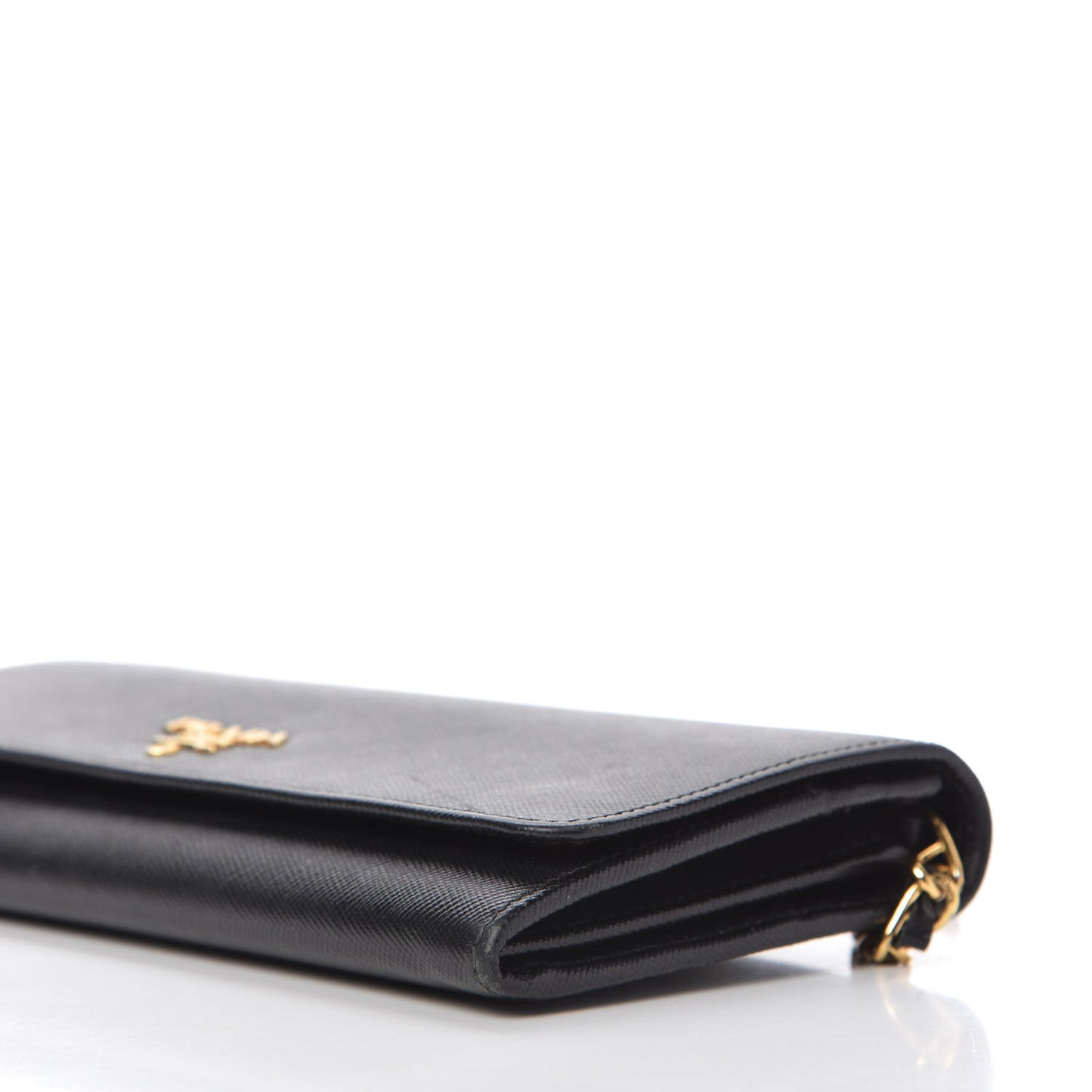 Saffiano Metal Oro Chain Wallet Black