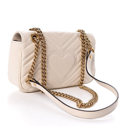 Gucci Calfskin Matelasse Mini GG Marmont Shoulder Bag White 3 of 10
