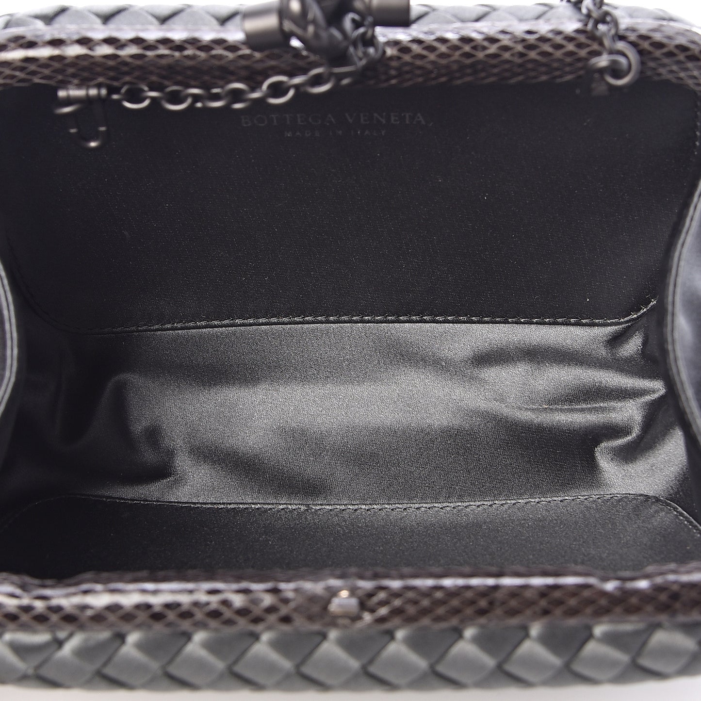 Satin Ayers Intrecciato Chain Knot Clutch Grey