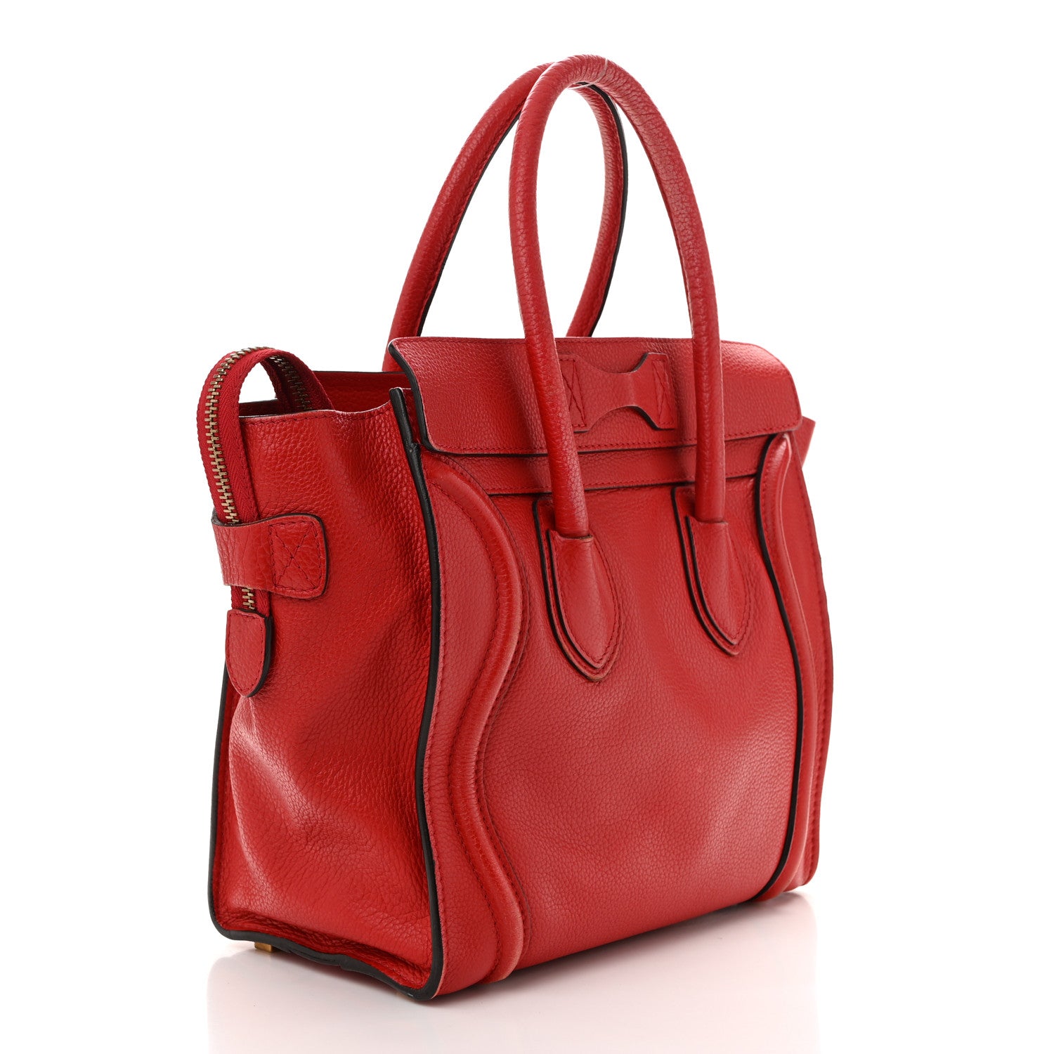 Celine Drummed Calfskin Micro Luggage Red 3 of 14