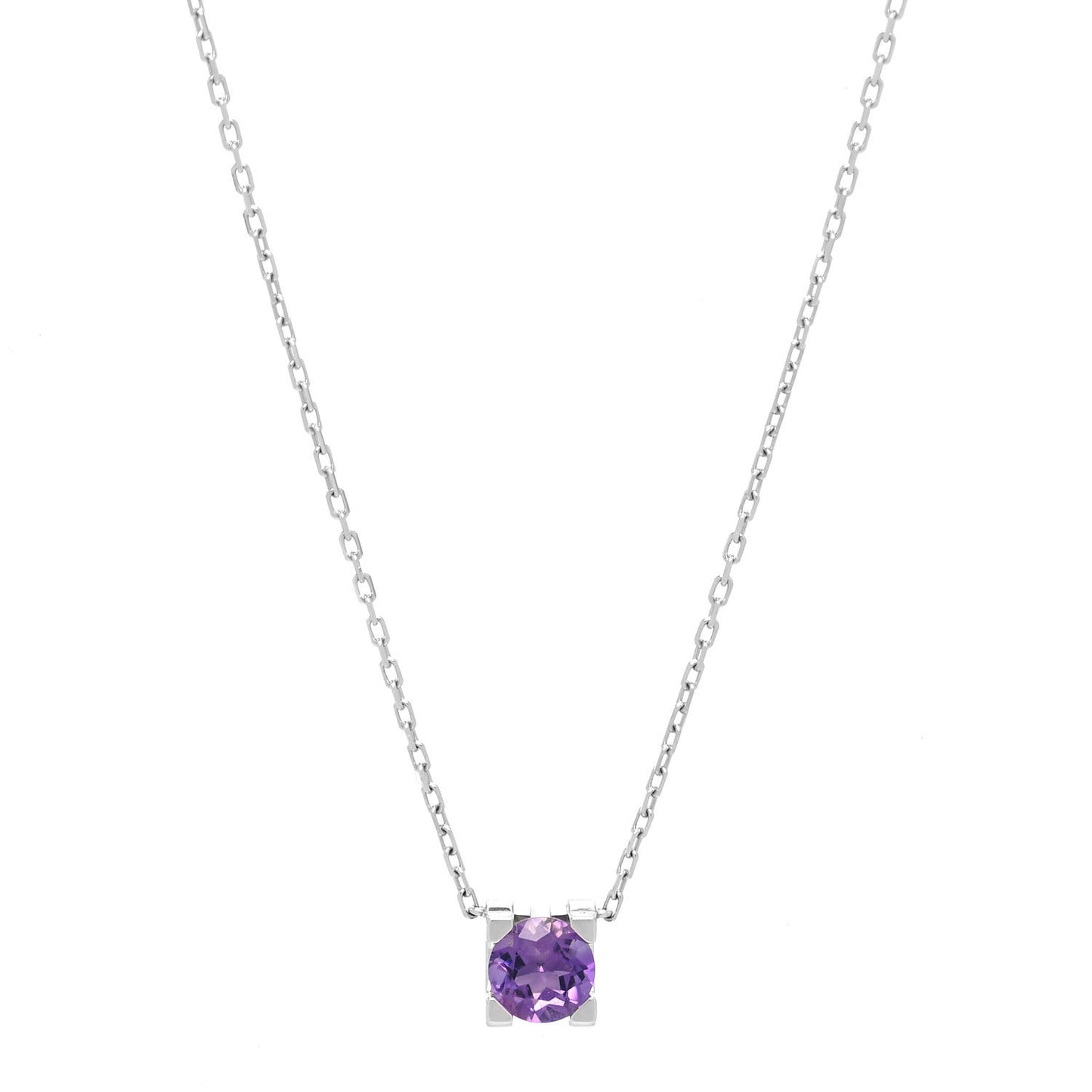 18K White Gold Amethyst C De Cartier Pendant Necklace