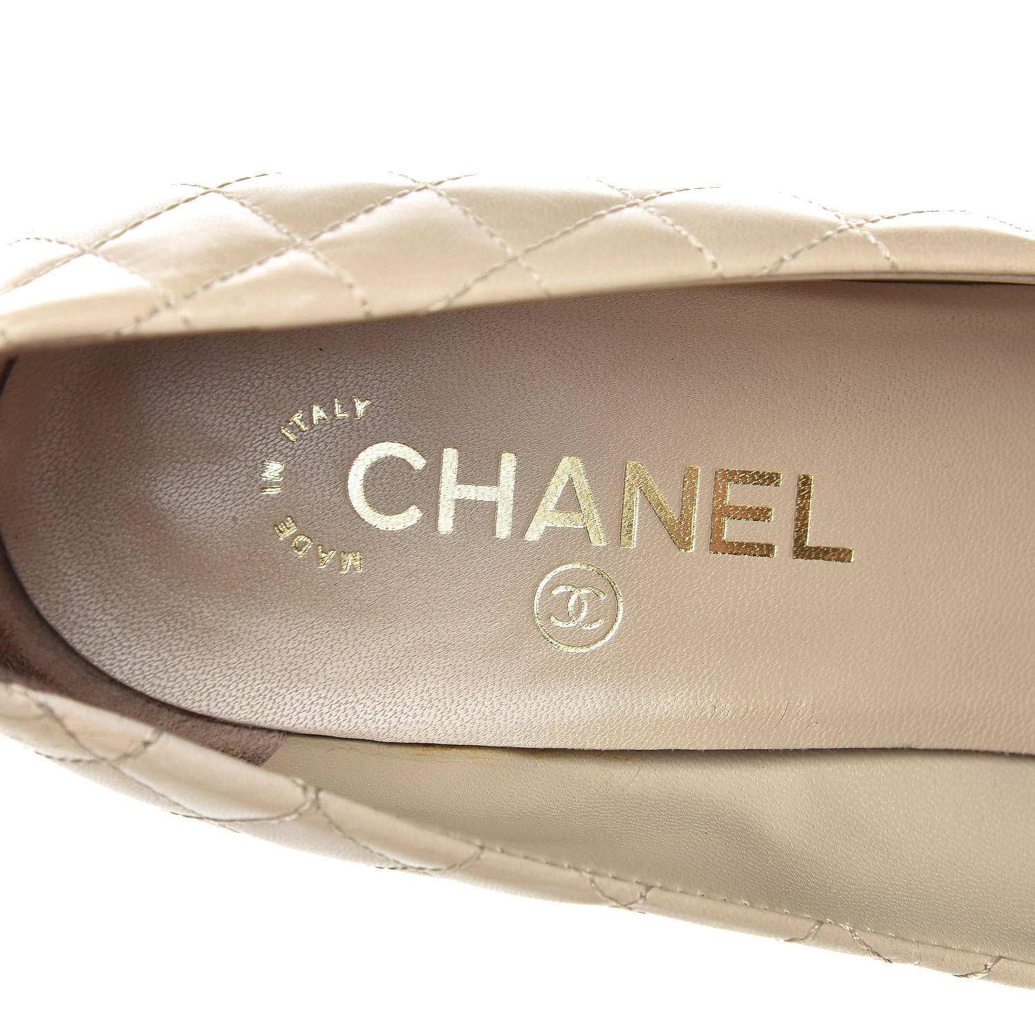 Chanel Calfskin Quilted Escarpins CC Pumps 39.5 Beige 10 of 12