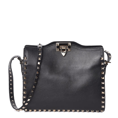 Valentino Garavani Vitello Small Rockstud Flip-Lock Messenger Bag Black 1 of 8