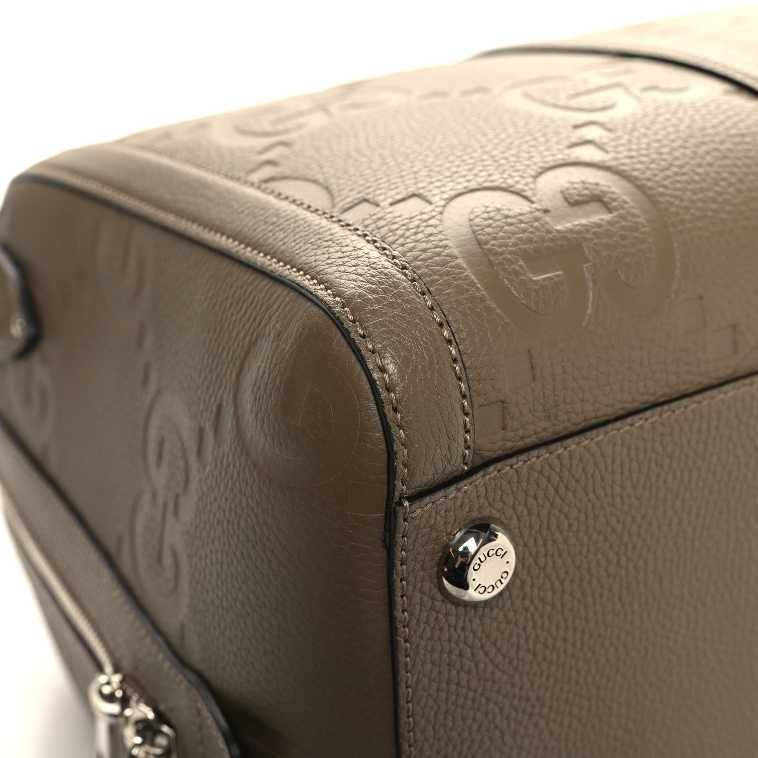 Gucci Piuma Calfskin Jumbo GG Embossed Large Duffle Bag Good Taupe 9 of 12