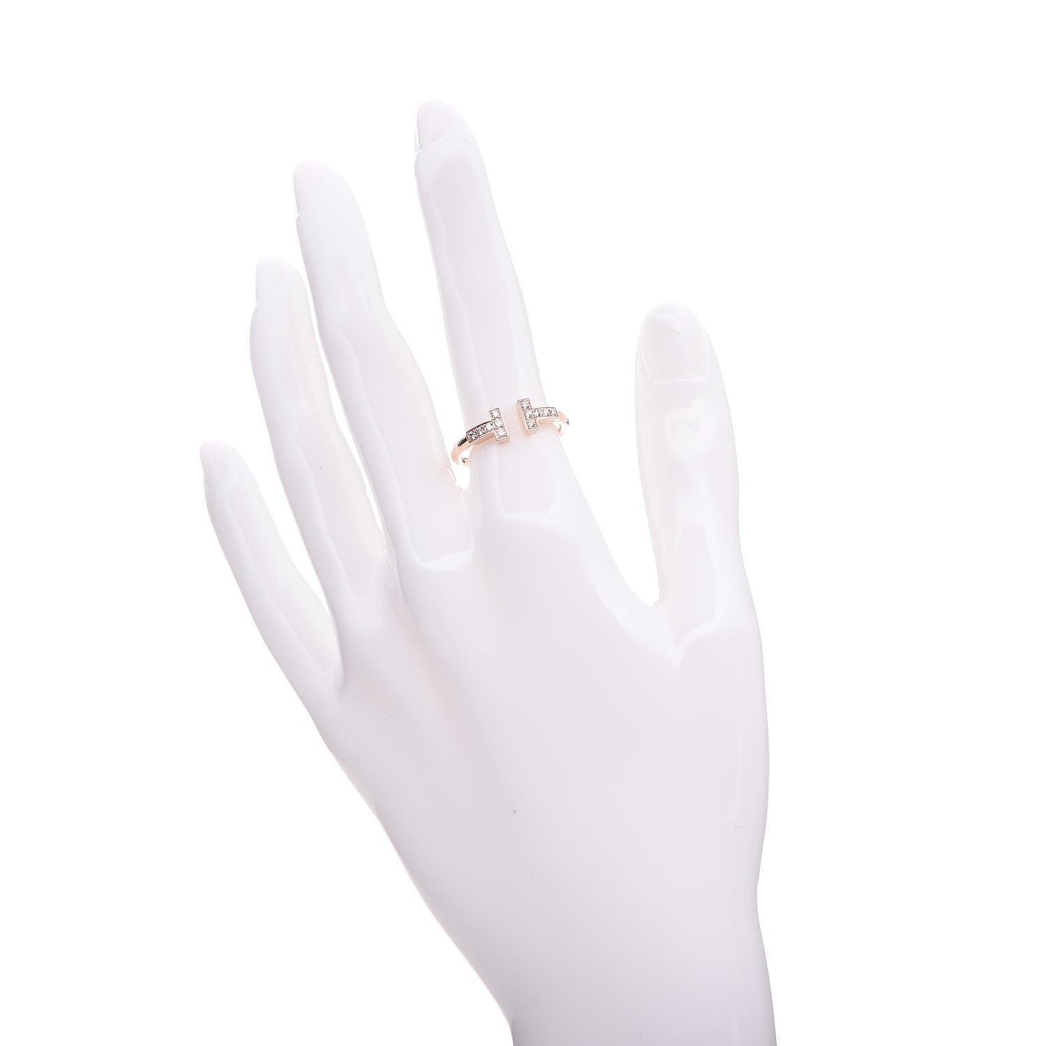 Tiffany 18K Rose Gold Diamond T Wire Ring 53 6.5 2 of 5