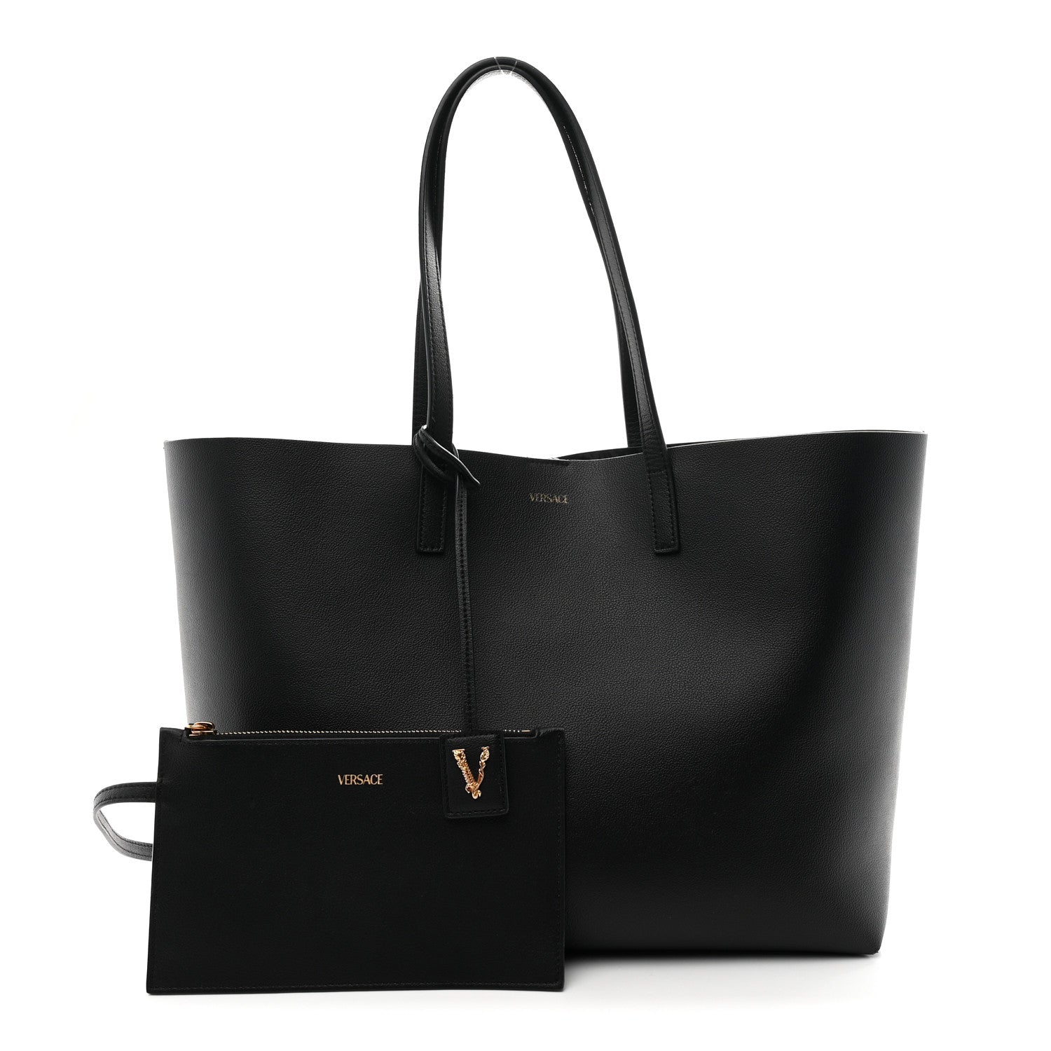 Versace Calfskin Virtus Tote Black 3 of 10