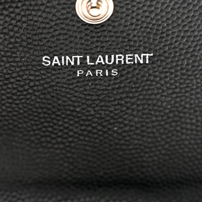 Saint Laurent Grain De Poudre Matelasse Chevron Small Monogram Envelope Wallet Black 7 of 8