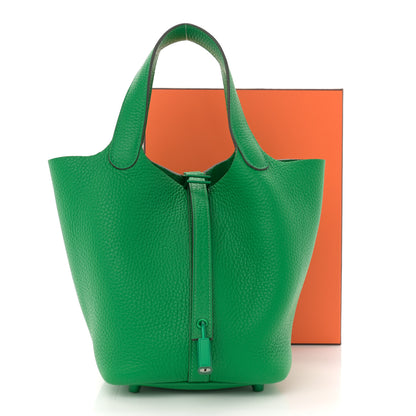 Hermes Taurillon Clemence Monochrome Picotin Lock 18 PM Bambou 11 of 11