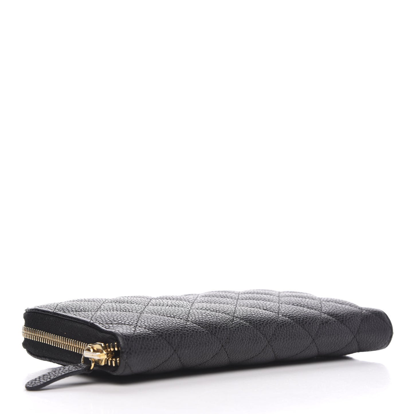 Caviar Quilted Large Gusset Zip Around Wallet Black