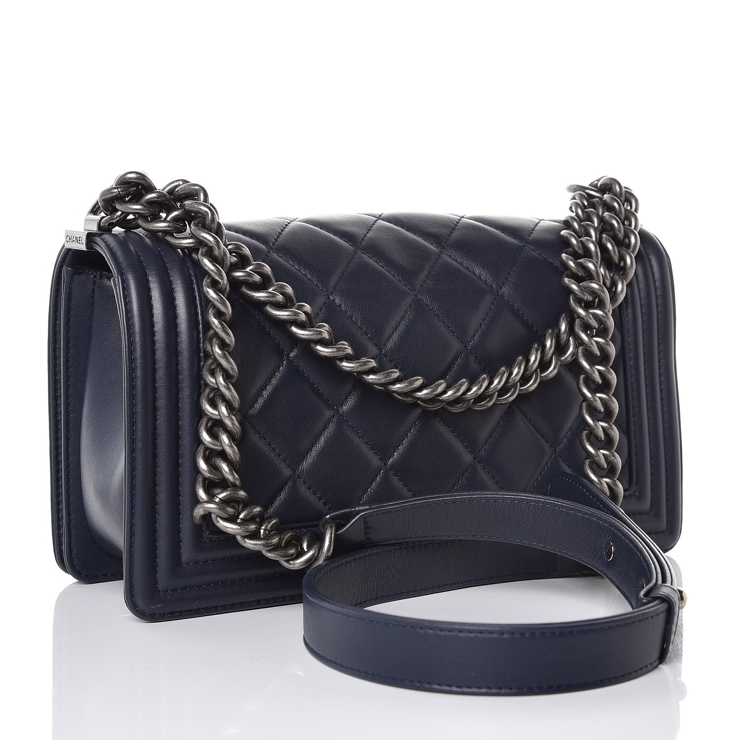 Chanel Lambskin Quilted Medium Boy Flap Dark Blue 3 of 7