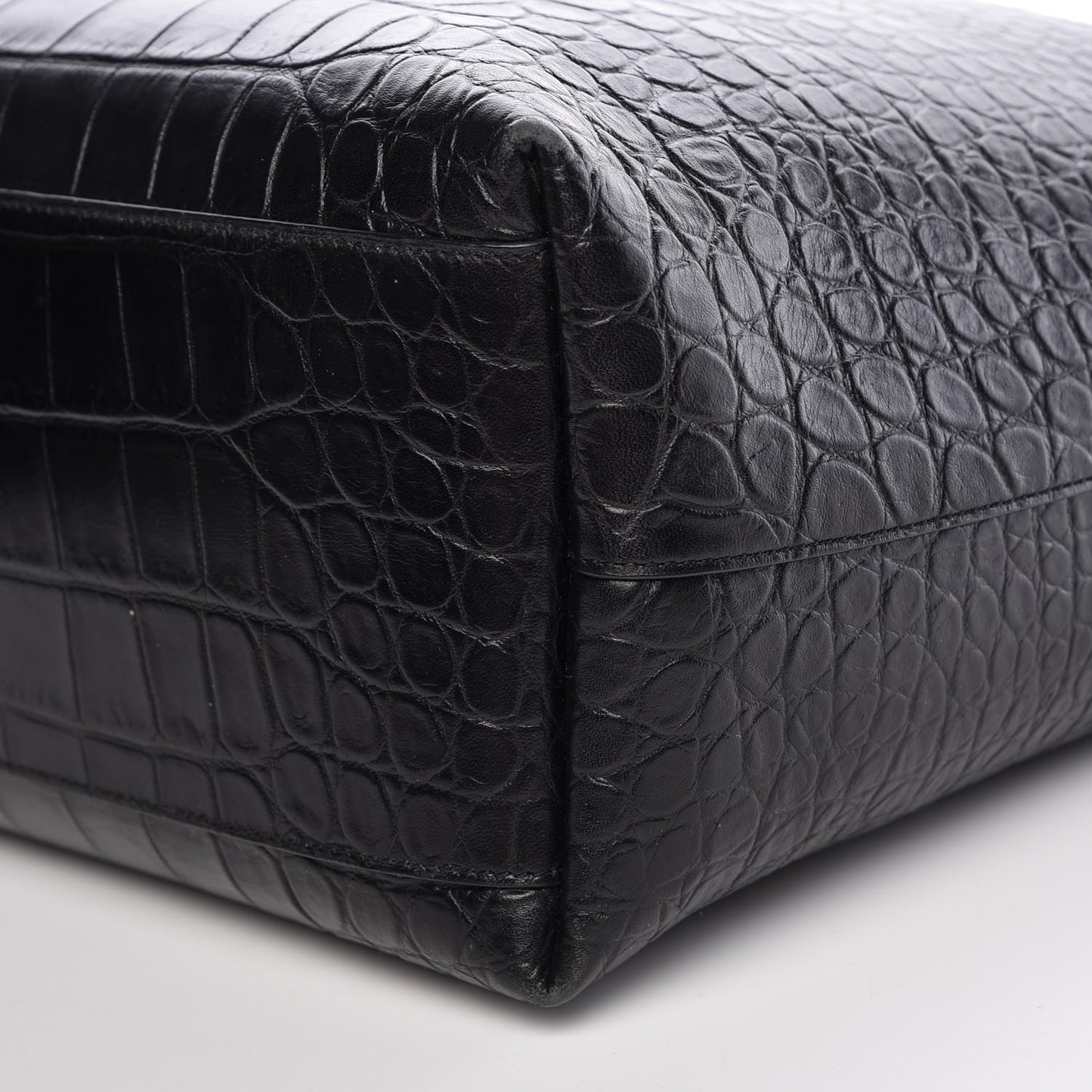 Croc Calfskin Embossed Bold Shopper Tote Black