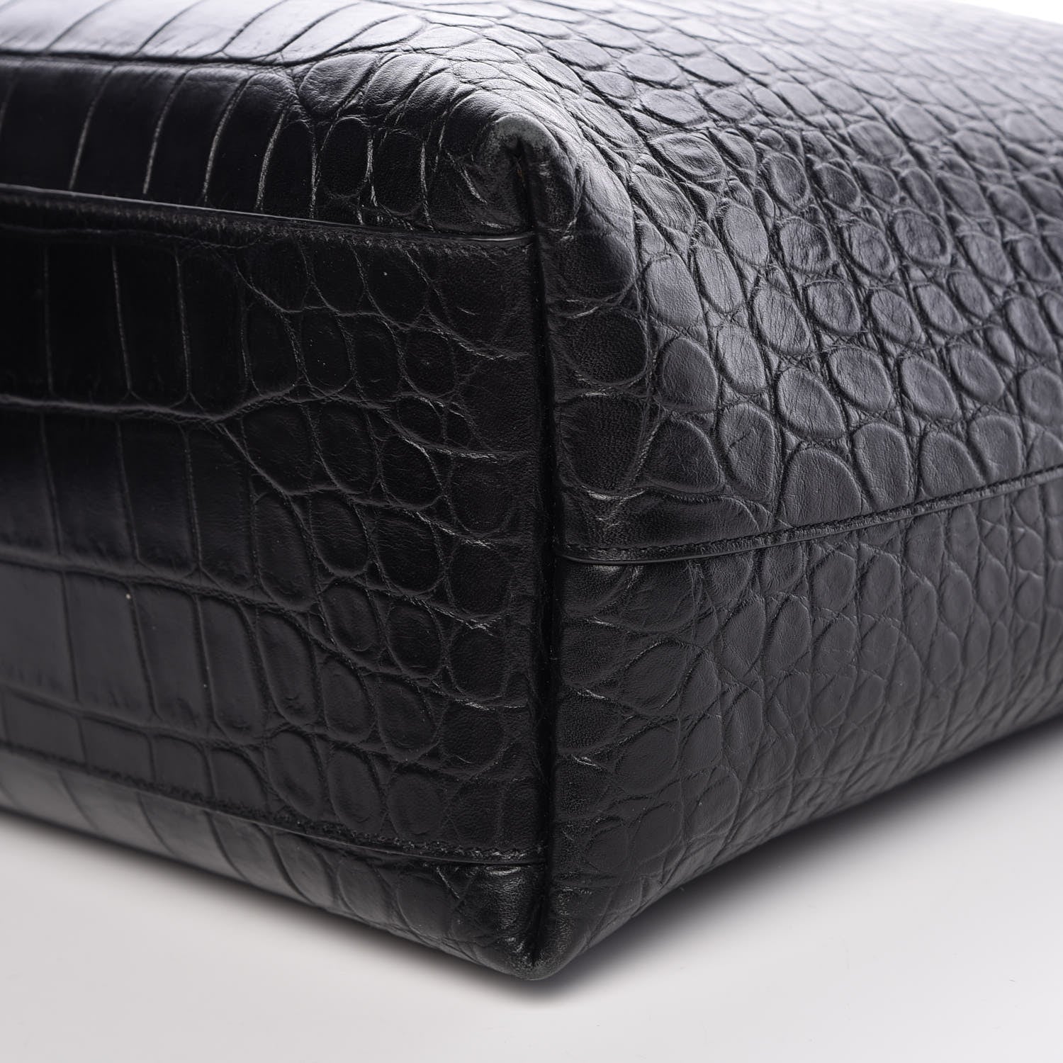 Saint Laurent Croc Calfskin Embossed Bold Shopper Tote Black 12 of 18