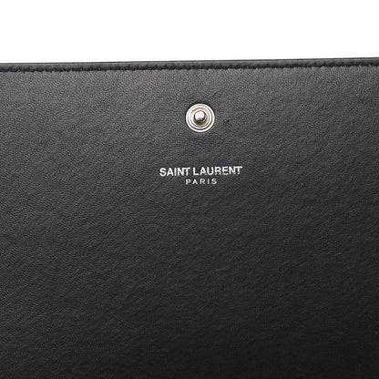 Saint Laurent Crocodile Embossed Calfskin Monogram Chain Wallet Black 6 of 9
