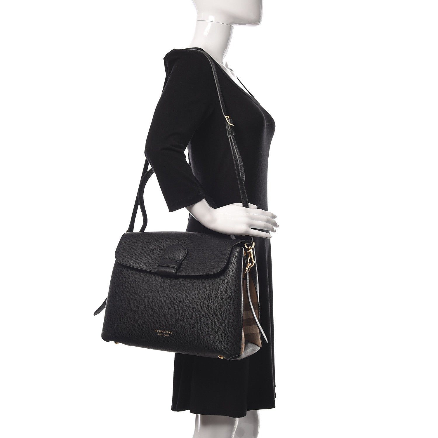 Burberry Derby Calfskin House Check Medium Camberley Black 2 of 13