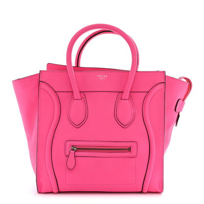 Celine Drummed Calfskin Mini Luggage Fluo Pink 1 of 12
