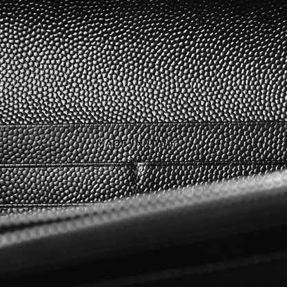 Saint Laurent Grain De Poudre Matelasse Chevron Small Monogram Chain Wallet Black 7 of 10