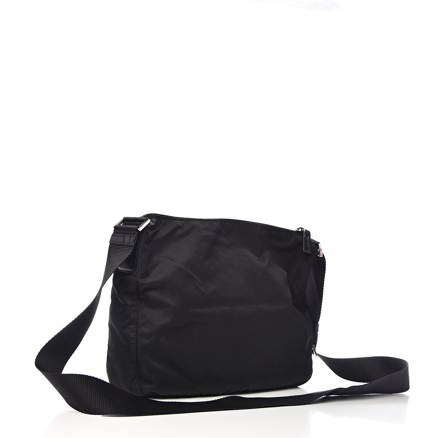 Nylon Flat Messenger Bag Black