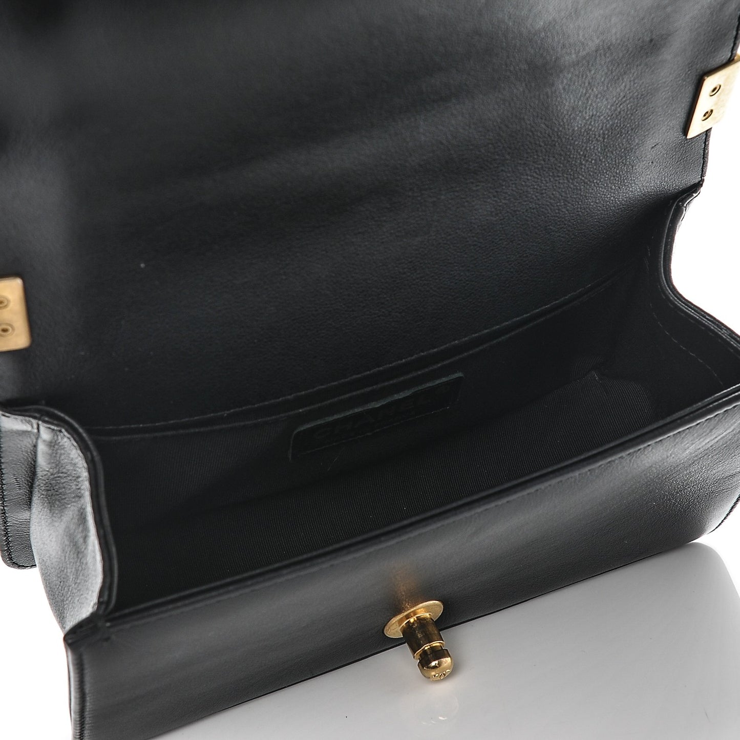 Calfskin Quilted Small Boy Flap Black
