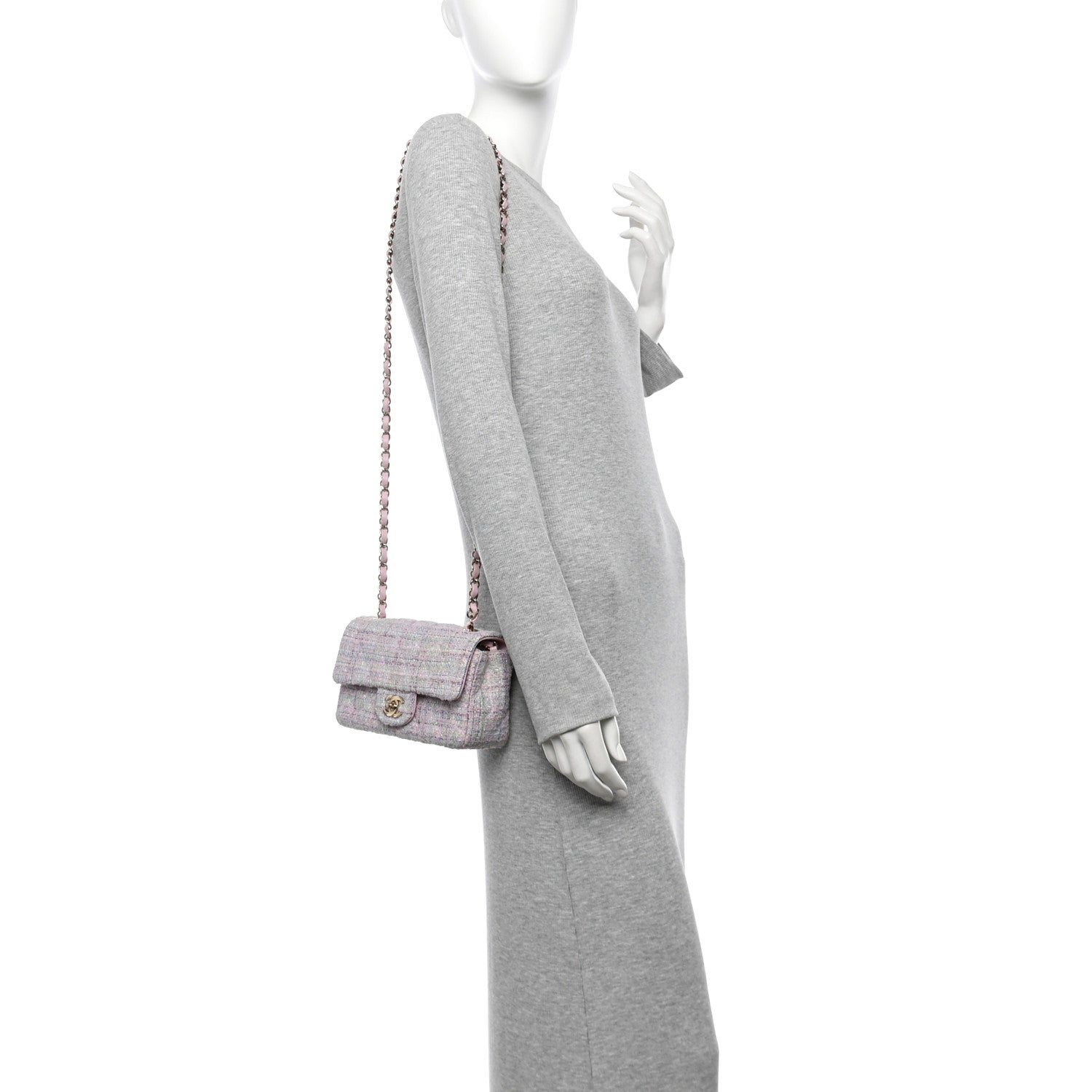 Chanel Tweed Quilted Mini Rectangular Flap Pink Multicolor 2 of 11
