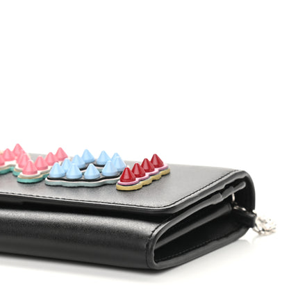 Fendi Vitello Liberty Fun Fair Studded Continental Wallet On Chain Black Multicolor 9 of 9