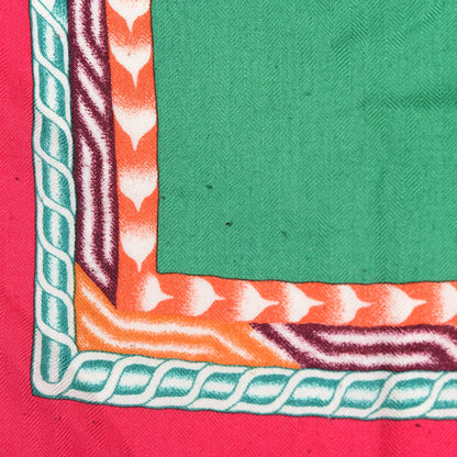 Hermes Cashmere Silk Robe Du Soir Shawl 140 Fuchsia Vert Framboise 4 of 5