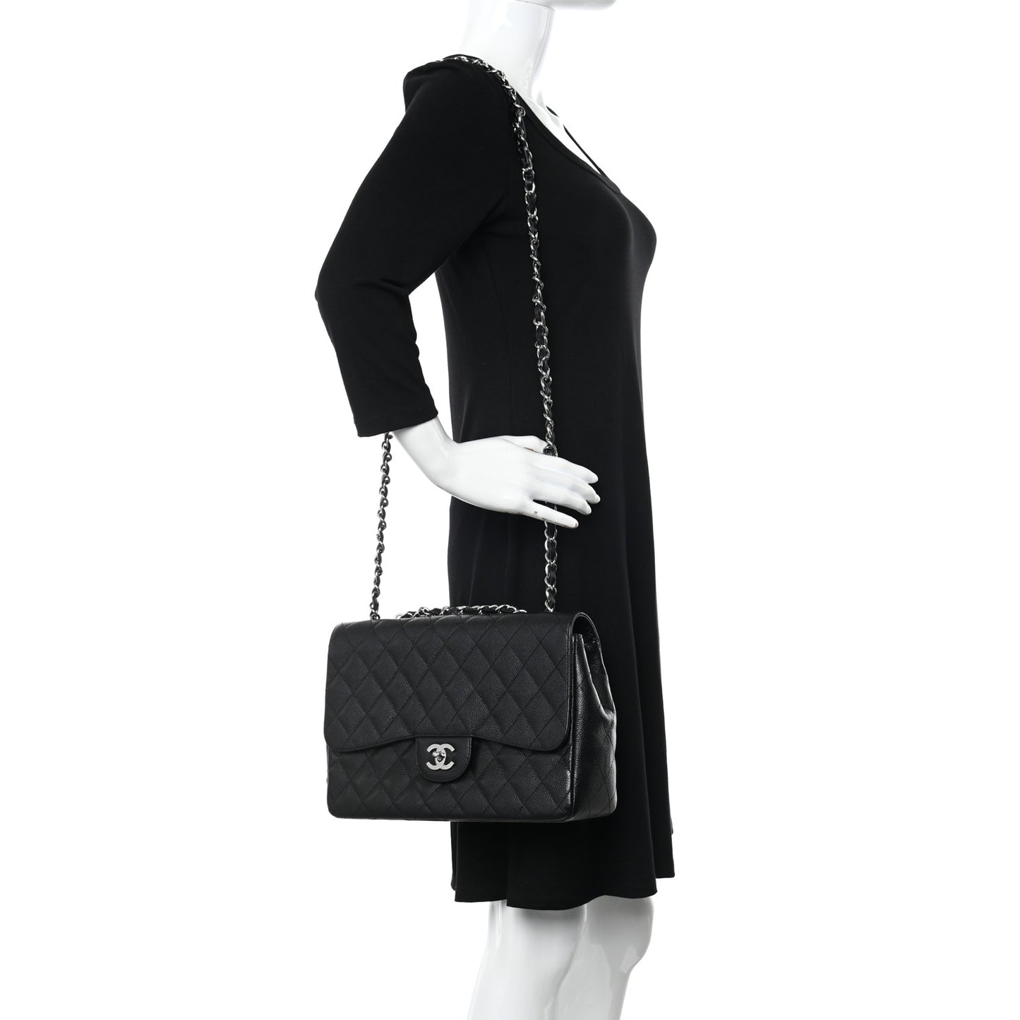 Caviar Quilted Jumbo Single Flap Black
