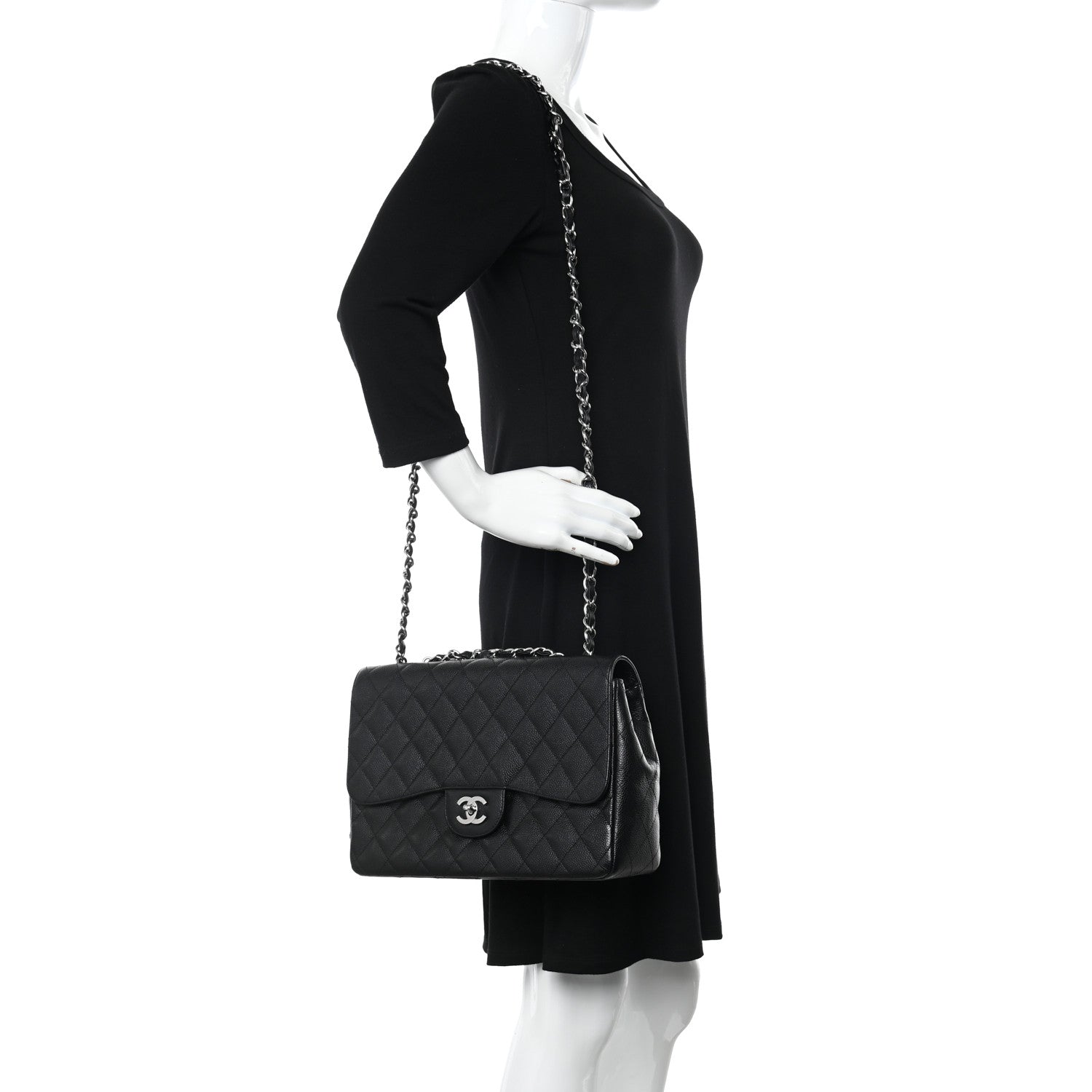Chanel Caviar Quilted Jumbo Single Flap Black 2 of 10