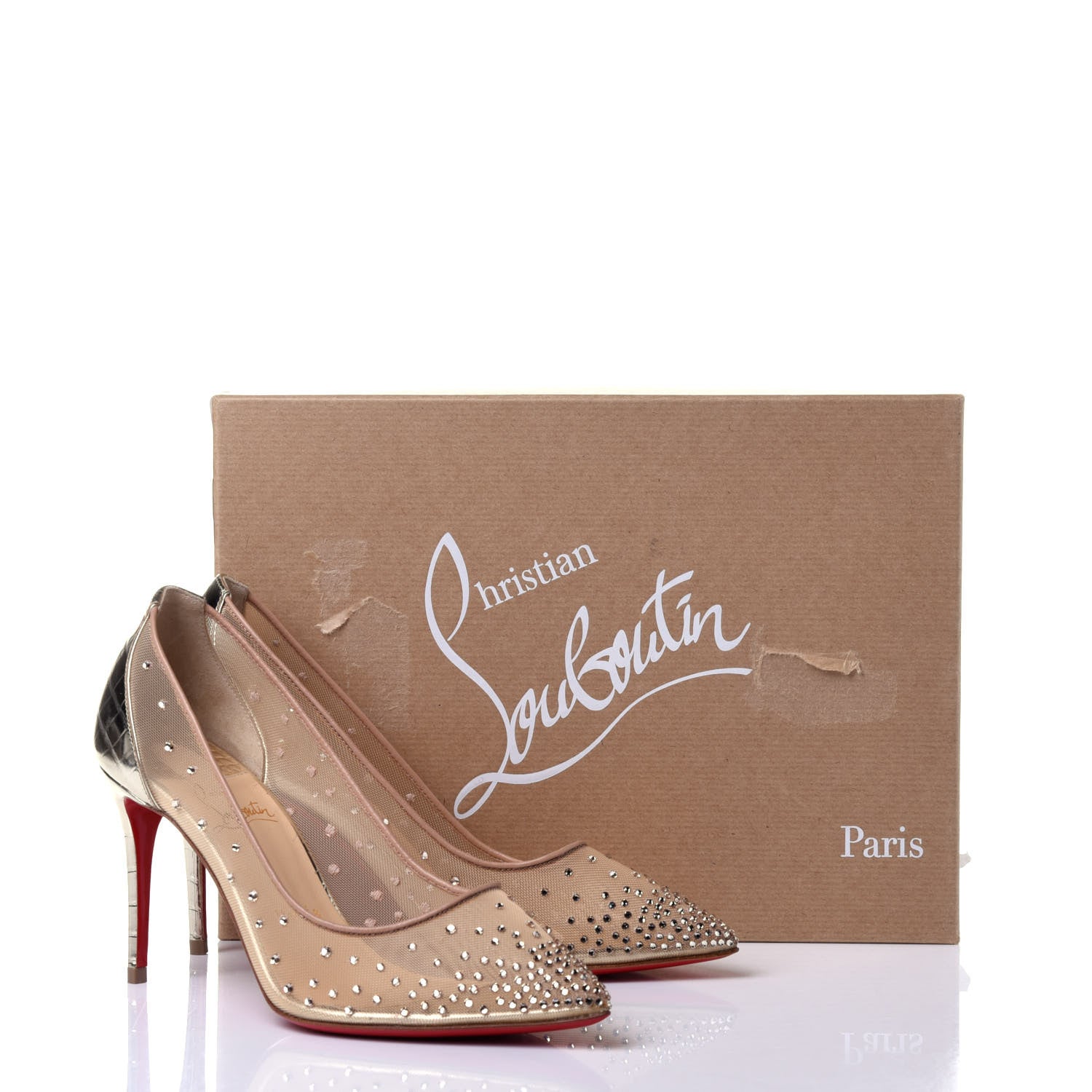 Christian Louboutin Rete Patent Crystal Strass Follies 100 Pumps 36 Gold 10 of 10