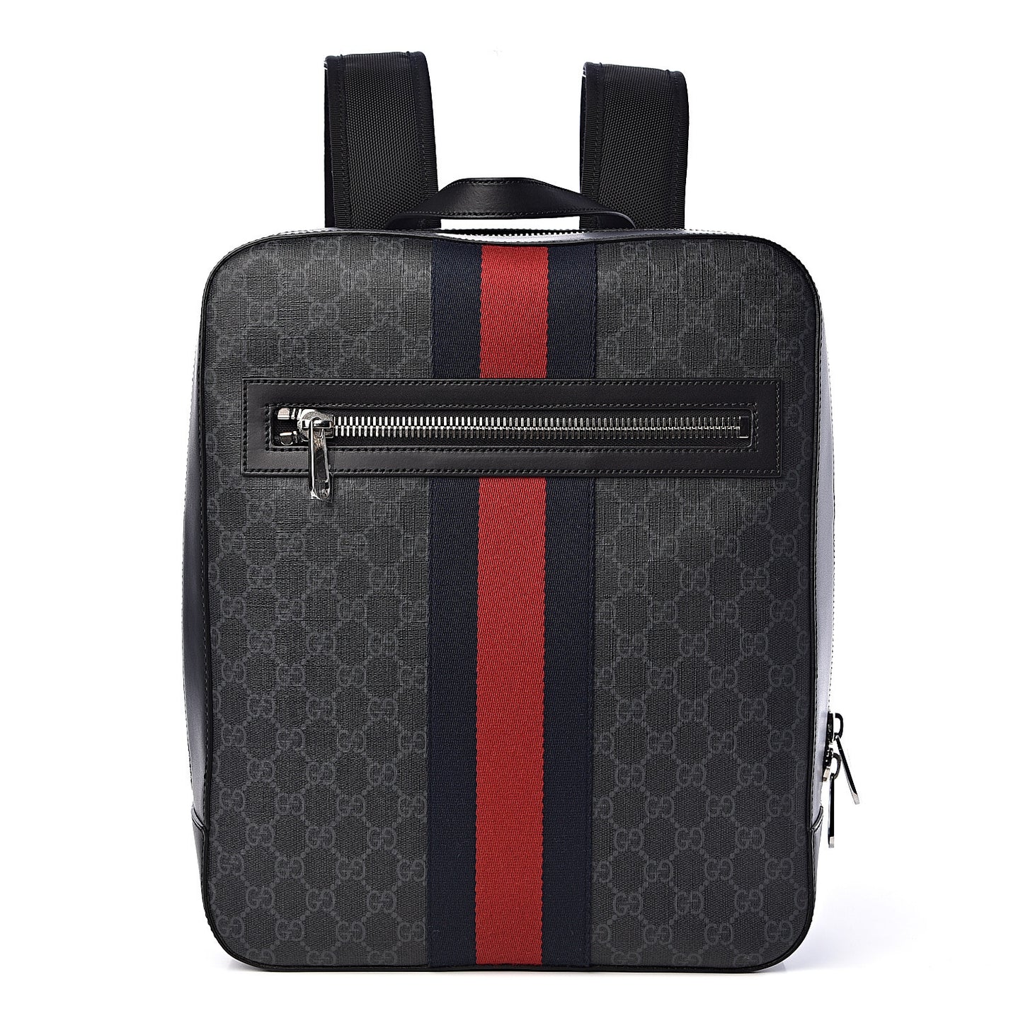 GG Supreme Monogram Web Tote Backpack Black Grey