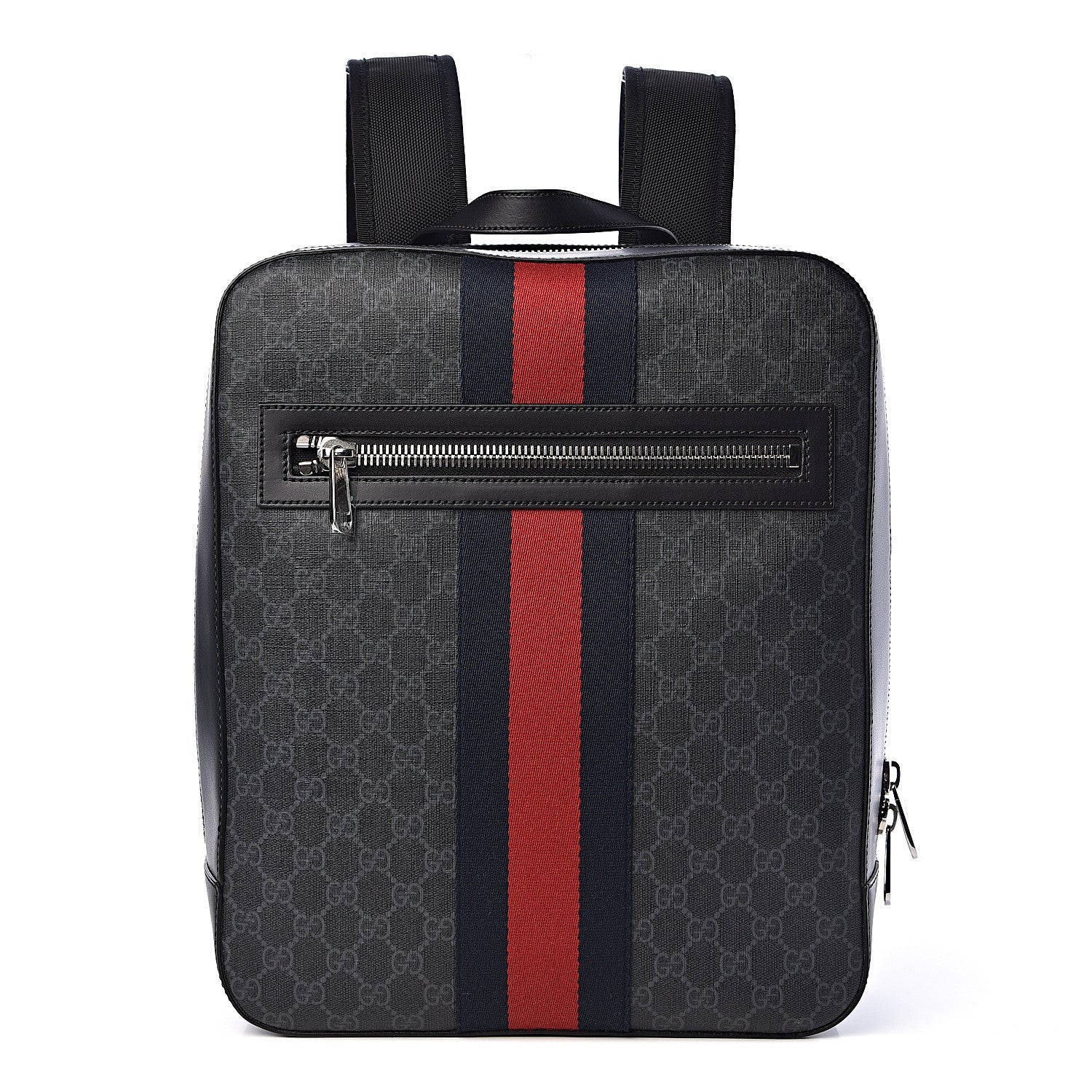 Gucci GG Supreme Monogram Web Tote Backpack Black Grey 1 of 12