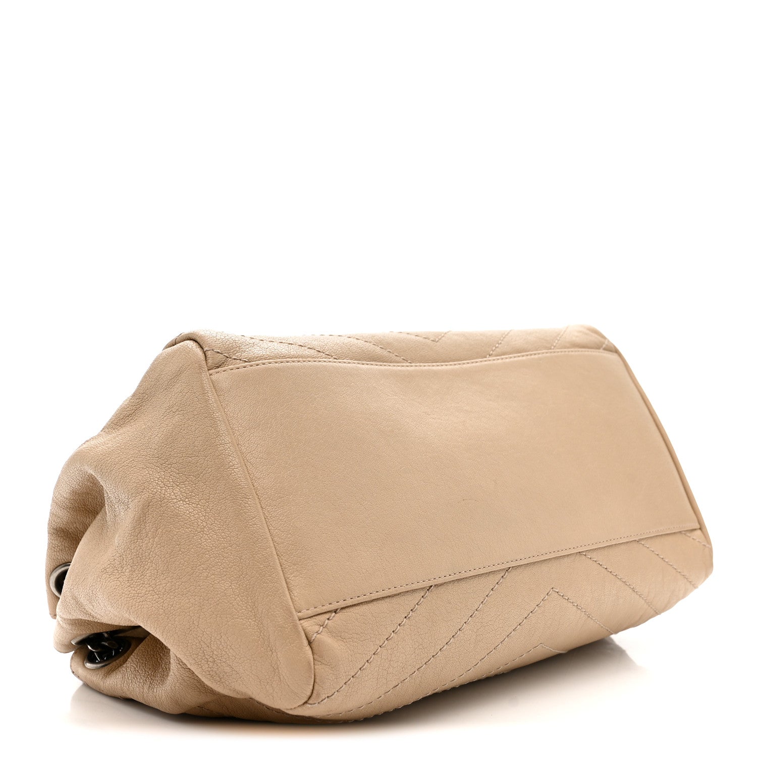 Saint Laurent Vintage Lambskin Chevron Monogram Medium Nolita Light Taupe 4 of 14