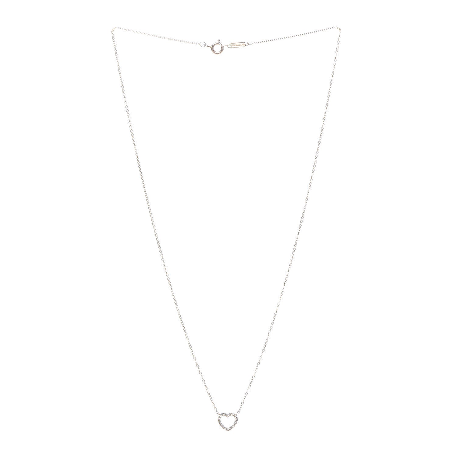 Tiffany 18K Rose Gold Diamond Metro Heart Pendant Necklace 3 of 6