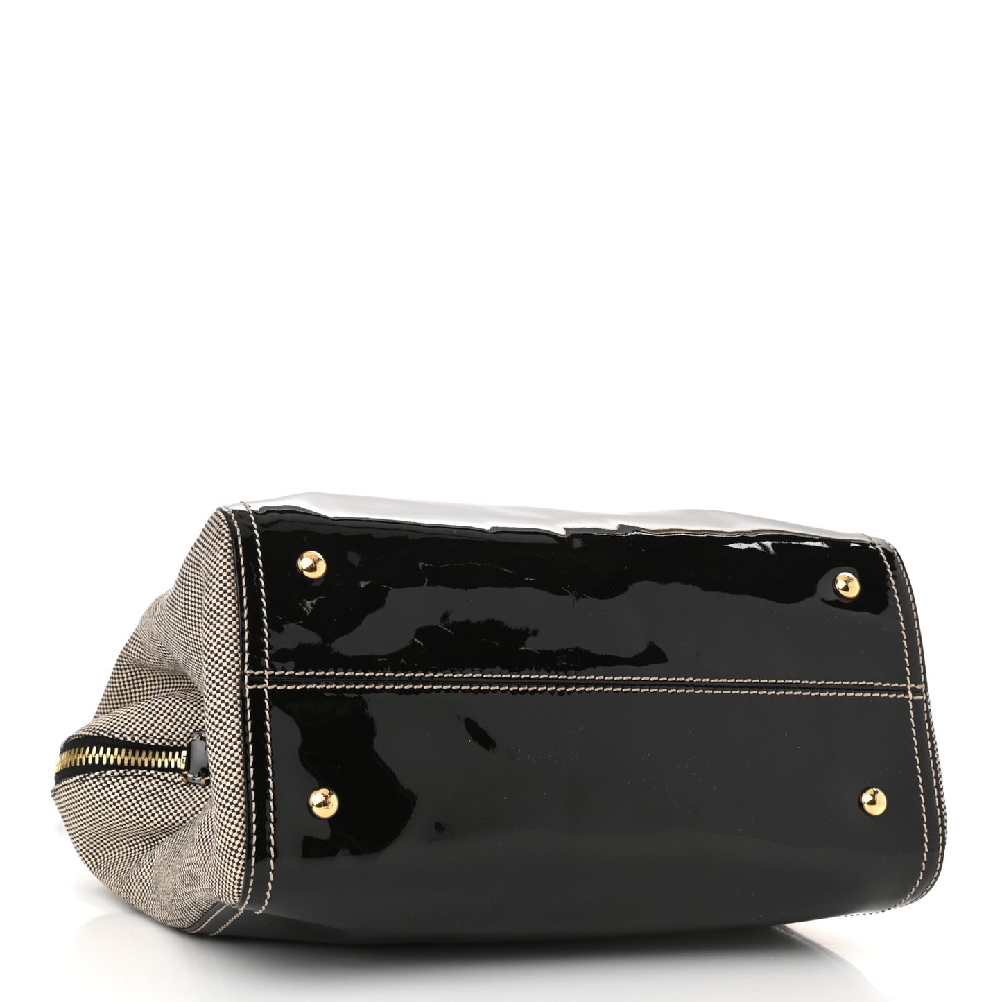 Patent Canvas Small Chameleon Tote Black