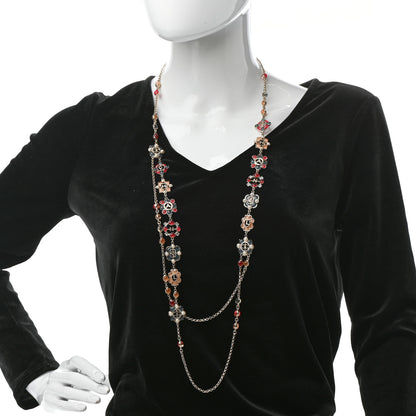 Chanel Metal Resin CC Necklace Gold Multicolor 2 of 5