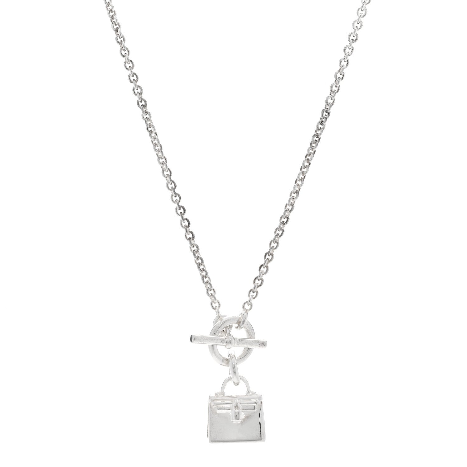 Hermes Sterling Silver Kelly Charm Pendant Necklace 1 of 5