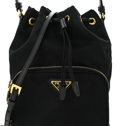 Prada Saffiano Tessuto Nylon Mini Bucket Crossbody Bag Black 7 of 11